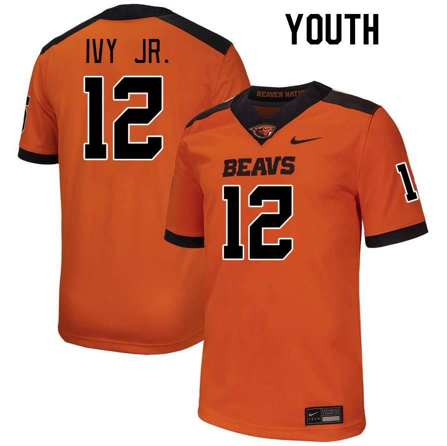 Youth #12 Tyrice Ivy Jr. Oregon State Beavers College Football Jerseys Stitched-Orange